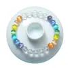 2026 Novo Pulseira de Pedra Olho de Gato Colorida Dopamina para Mulheres, Pulseira de Cristal Branco Estilo Férias de Verão, Joia de Mão de Nicho