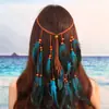 Novos Acessórios de Cabelo com Penas de Pavão Faixa de Cabelo Boêmia para Viagem Estilo Étnico Faixa de Cabeça Indiana Acessórios Femininos