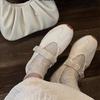 Zapatillas Mary Jane de Suela Gruesa para Mujer 2025 Nuevo Cuero Genuino Velcro de Perla Estilo Deportivo Casual Zapatos de Ballet