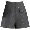 Calça Bermuda Feminina 2026 Outono/Inverno Nova Elegante Chique Versátil Casual Tendência de Cintura Alta que Cobre os Quadris com Caimento e Pernas Largas