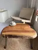 Mesa de Centro Plegable de Madera Maciza, Mesa Pequeña Simple para Balcón Exterior, Mesa Baja Tatami para Sala de Estar, Mesa de Centro para Balcón