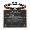 Pulsera para Hombre Transfronteriza Pulsera de Piedra Ojo de Tigre Obsidiana Magnética Triple Protección Pulsera Trenzada Ajustable Joyería para la Mano