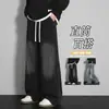 Jeans de pierna recta estilo americano con forro de polar para hombre, pantalones gruesos para otoño e invierno, marca de moda de alta calle unisex, corte holgado, talla grande