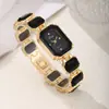 20252 Nuevo Reloj de Cuarzo Cuadrado de Moda Casual para Mujer Versión Coreana Pulsera de Pedrería Aleación de Reloj Disponible