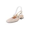 Sandalias Cuadradas Gigantes Suaves ~ Plisadas para Mujer Verano Hebilla Tacón Medio Zapatos de Leche Tacón Grueso de 3 cm Zapatos Mary Jane