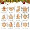Decorações de Natal de Madeira com 24 Peças Homem de Gengibre Enfeites de Madeira Pendurados de Natal Decoração para Casa Jardim Festa