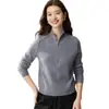 Suéter de punto 100% cachemira pura con media cremallera y cuello alto para mujer, nuevo suéter de cachemira slim-fit para otoño/invierno, capa base