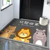 Felpudos de Entrada de Dibujos Animados Listos para Usar, Absorbentes de Agua, Secado Rápido, Felpudos de Barro Diatomeas Cortables, Resistentes al Desgaste, Resistentes a la Suciedad, Fáciles de Cuidar, Venta al por Mayor