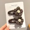 Presilha floral fofa com design de urso estilo coreano, presilha lateral com estampa de leopardo, acessório de cabelo para mulheres