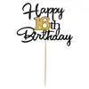 Papel Brillante Negro con Dorado Tarjeta Inserto Pastel de Cumpleaños Tarjeta Troquelada Fiesta de Cumpleaños 16 Años 25 Años Bandera para Pastel