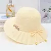 Sombrero de Verano con Ala Ancha para Mujer, Protección Solar, Sombrero de Paja con Lazo, Elegante Sombrero de Paja Transpirable con Ala Ancha para Vacaciones en la Playa