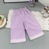 Calça Jeans Floral Reta Estilosa Nova de Algodão para Meninas Verão 2026 Calça Longa Casual Solta