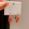 Pendientes de Gota de Agua de Cristal Bañados en Oro Real de 18 Quilates Estilo Lujo Ligero Pendientes Retro Exquisitos de Nicho Pendientes Elegantes de Alta Gama para Mujer