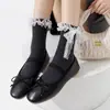 Botas y Calcetines de Algodón para Mujer, Calcetines de Felpa Estilo Ballet Primavera y Otoño, Calcetines Dulces de Algodón para Niñas con Encaje y Moño Lolita Otoño e Invierno