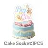 Kit Festa Revelação de Gênero Ursinho Menino ou Menina Azul Rosa Batizado Pratos de Papel Copos de Papel Toalha Balões Decorações