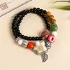 Fabricantes fornecem pulseira de cerâmica de liga novo estilo chinês feito à mão versátil estilo nacional pulseira de cerâmica de círculo duplo estilo étnico minoritário