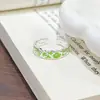 Trébol de Cuatro Hojas Inteligente Gato y Cachorro Moderno Genial Dibujo Animado Lindo Pequeño Fresco Anillo Femenino Gama Alta Simple Anillo Apilable