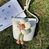 Bolso Pequeño de Paja Tejido a Mano, Bolso Desnudo, Bolso de Paja Floral para Niños, Bolso Cruzado, Bolso Nube, Moderno y Versátil