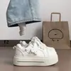 Tênis Brancos Campus Style Redondos Tendência Outono 2026 Sapatos Esportivos Casuais de Solado Grosso Sapatos Estilo Hong Kong Feminino