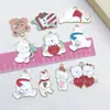 Oso de Navidad Lindo de Dibujos Animados Corazón de Amor Día de San Valentín Colgante Colgante DIY Collar Pendientes Accesorios de Joyería