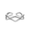 Anillo Abierto de Ola Completo de Diamante Seiko Tendencia en Tiktok, Diseño de Nicho de Lujo Ligero, Sensación de Gama Alta, Anillo que No se Desvanece