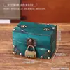 Caja de Almacenamiento Cuadrada de Madera con Remaches Retro Caja de Madera para Guardar Anillos Collares Joyería Caja de Decoración de Exhibición Antigua de Escritorio