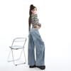 Calça Workwear Retro Americana Novo Design Cintura Alta Costura Bolsos Múltiplos Corte Reto Solto Perna Larga