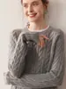 Suéter de Cachemir para Mujer, Cuello Redondo, Cómodo y Cálido, Nuevo Estilo Otoño e Invierno, Jacquard Grueso, Suéter Simple de Lana, Grueso