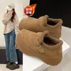 Zapatos Birkenstock de Moda Versátiles Versión que Aumenta la Altura Suela Gruesa Forro Polar Añadido Zapatos Mocasines de Algodón para Mujer 2026 Estilo Coreano Invierno Nuevas Llegadas