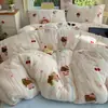 Otoño e Invierno Set Grueso de Leche Polar Estampado de Dibujos Animados Funda Nórdica Sábana Acolchada Cálida con Terciopelo Set de Tres Piezas para Dormitorio de Estudiante 4