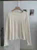 KEKEZOON Camiseta Feminina de Manga Longa com Gola Redonda e Borda de Orelha de Madeira Escovada - Roupa de Inverno para Usar por Baixo, Modelagem Slim Fit, Top Base Valorizador 9391