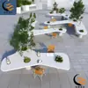 Asiento de Árbol Exterior de Fibra de Vidrio Banco de Material UHPC Piscina de Árbol Grande Mesa de Árbol para Exhibición Comercial Juego de Sillas de Ocio