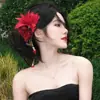 Horquilla de Borla de Flor de Suzuki Estilo Bosque Super Hada para Mujer Nuevo Estilo Chino Tocado Clip Lateral de Flor Accesorios para el Cabello de Novia