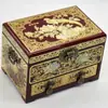 Caja de joyería de laca de Pingyao, caja de regalo de boda retro de madera, caja de maquillaje de novia, artesanía roja del patrimonio cultural inmaterial chino.