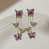 Pendientes de borla de mariposa morada con aguja de plata S925 para mujer, nuevos pendientes de circón de alta calidad, pendientes de diseño de nicho con temperamento