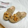 Lindas Chanclas Casuales de Dibujos Animados para Niñas Birkenstock Otoño e Invierno Shirley Rose Retro Calzado de Exterior Planos Chanclas de Punta Media