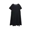 Vestido de Verão Feminino Plus Size com Mangas Bufantes e Decote Quadrado, Design Único para Figuras Ligeiramente Cheias, Emagrecimento e Cinto na Cintura, Elegante Vestido Longo Acima do Joelho Estilo Coreano