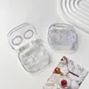 Estuche Portátil Transparente Mini Simple Todo en Uno para Lentes de Contacto Caja Doble para Lentes de Contacto Sin Tapa de Rosca As7202