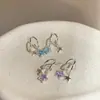 Pendientes coreanos de estrella de circón de nicho azul y morado, Pendientes frescos dinámicos de primavera y verano para mujer, Pendientes únicos y hermosos