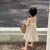 Vestido de Verano para Niña Moda Bebé Niños Elegante Moderno Marca Coreana Jacquard Dulce Playa Princesa Falda con Tirantes