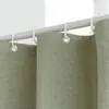 Cortina de Banheiro com Borda Ondulada Personalizada, Imitação de Linho, Cortina de Chuveiro Impermeável Espessa, Cortina Divisória de Banheiro Sem Furos, Atacado