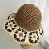 Sombrero de paja fresco hecho a mano a prueba de sol sombrero de playa para la costa sombrero de pescador transpirable a prueba de sol para mujer sombrero de cuenca artístico de verano sombrero para el sol
