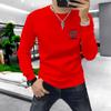 Moletom Masculino de Outono e Inverno de Alta Qualidade com Combinação Tridimensional Multi-Artesanal, Pequeno Logotipo Preciso, Marca Tendência, Camiseta Base Confortável e Quente