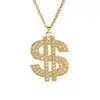 Joyería Dorada de Dólar de Lujo Transfronteriza Europea y Americana Tendencia Hip-Hop Collar Grande de Dólar con Pedrería Broche Versátil Diario