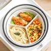 Panela de Arroz Cerâmica Cesta Interna para Cozinhar no Vapor Prato de Cozimento a Vapor com Três Compartimentos Suporte para Cozinhar no Vapor Prato de Jantar Comida de Bebê Cozimento em Uma Panela Suporte para Tigelas de Cozimento Separadas