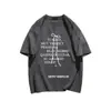 Camiseta de Manga Corta de Algodón Puro con Estampado de Letra de Lazo Estilo Ballet Americano Verano Moderna Versátil para Hombres y Mujeres