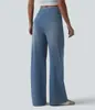 Jeans de Pierna Ancha Elásticos de Cintura Alta para Mujer, Sueltos y con Caída, Pantalones Rectos Adelgazantes, Nuevos Jeans Casuales Transfronterizos