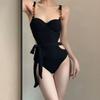 Traje de baño de una pieza para mujer con tirantes de acero push-up color liso ajustado sexy sin espalda pura lujuria traje de baño para aguas termales al por mayor