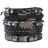 Pulseiras Masculinas Europeias e Americanas de Couro Trançado Transfronteiriças, Conjunto de Múltiplas Camadas, Pulseira de Caveira, Pulseira Personalizada