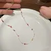 Collar de cuentas con forma de corazón en tonos azules, nueva cadena para la clavícula dulce y versátil de moda 2026, accesorio de diseño único de nicho